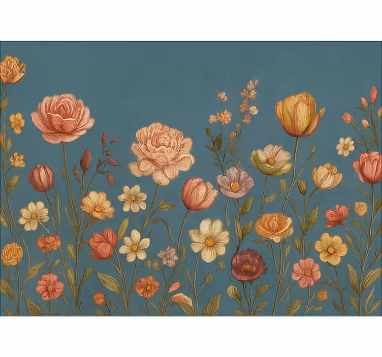Earthy floral meadow master bedroom shades - TenStickers
