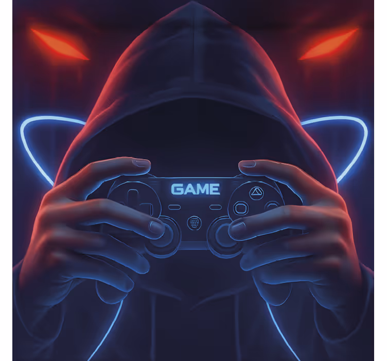 Hooded neon gamer  blind geek - TenStickers