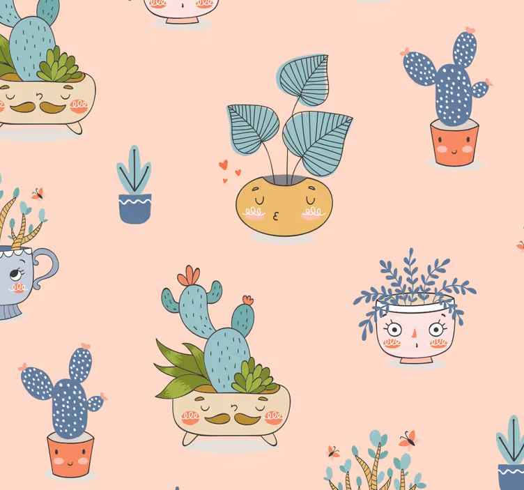 Dining room blind with animated plant pots - TenStickers