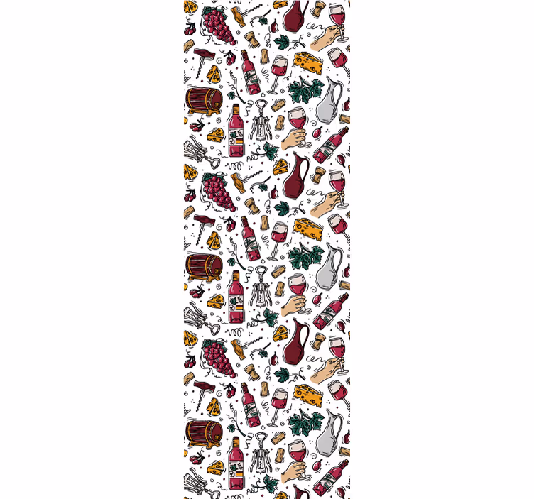 Blind kitchen vintage grapes wine and cheese pattern - TenStickers