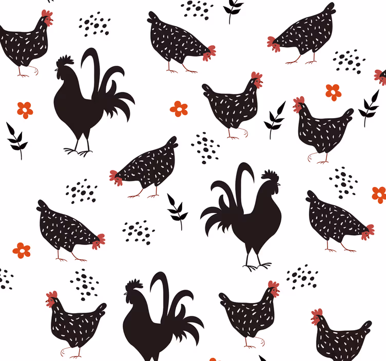 Blind kitchen black and white rooster - TenStickers