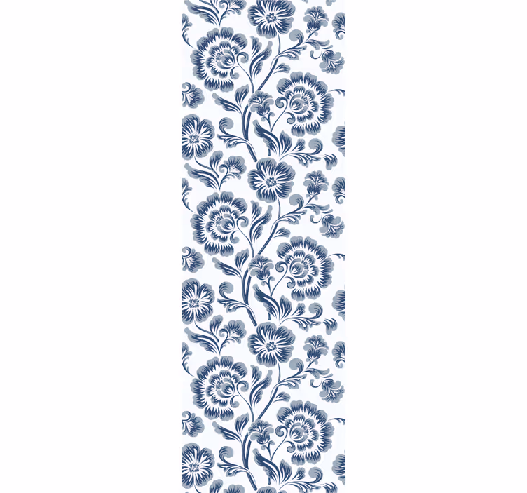Dining room blind with blue flowers grandmillenial pattern - TenStickers