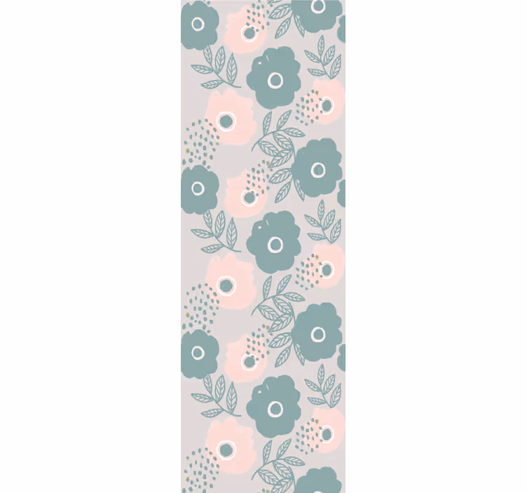 Dining room blind in pink and blue watercolor flowers - TenStickers