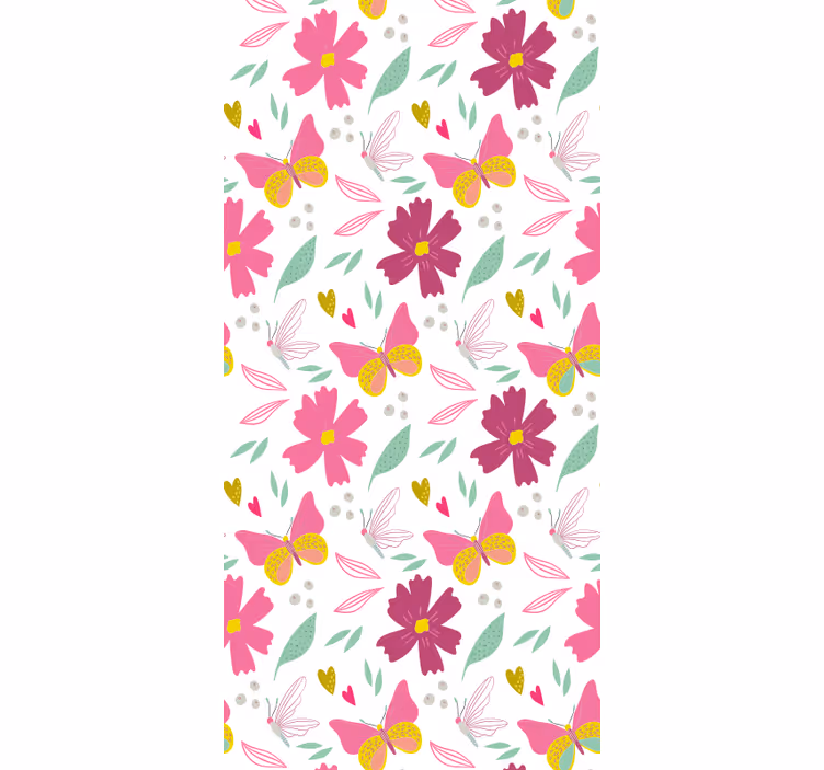 Blind children pink and yellow flower butterfly pattern - TenStickers