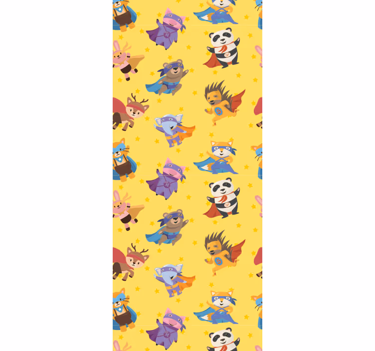 Blind children superhero pets pattern on yellow - TenStickers