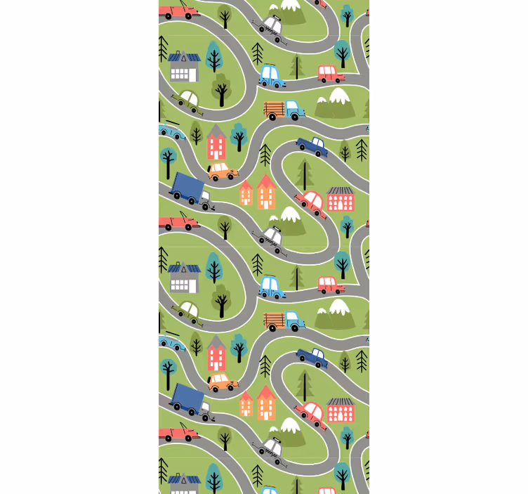 Blind children colorful street with racing cars - TenStickers
