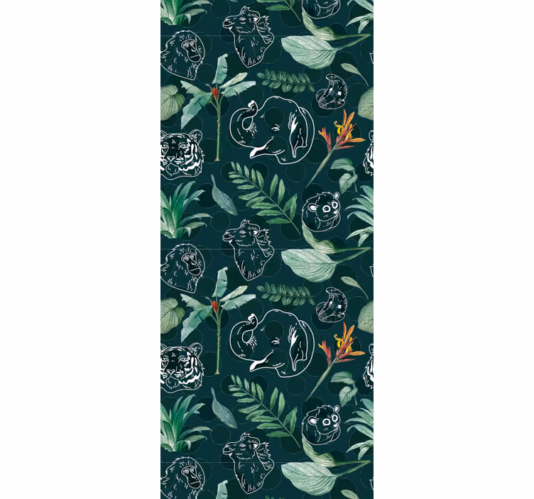 Blind children colorful jungle animals and trees pattern - TenStickers