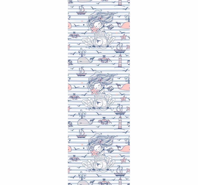 Blind children cute mermaid and sea creatures stripes - TenStickers
