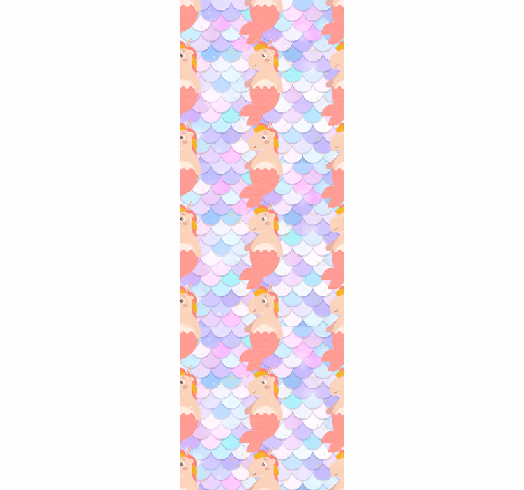 Blind children unicorn mermaids with fish scales background - TenStickers