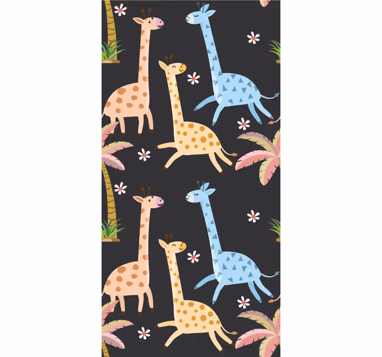 Blind children enjoy grey palm trees and animals - TenStickers