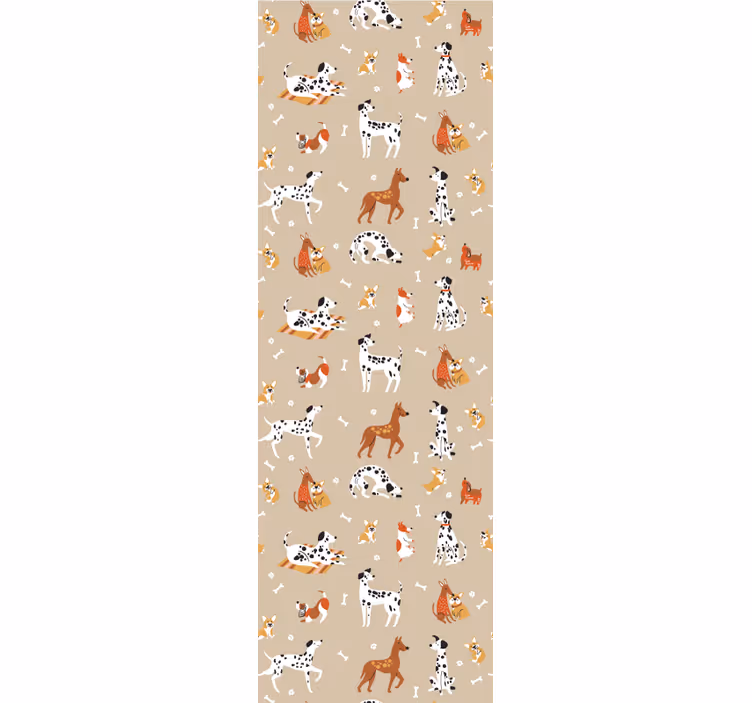 Blind children with adorable dogs on beige - TenStickers