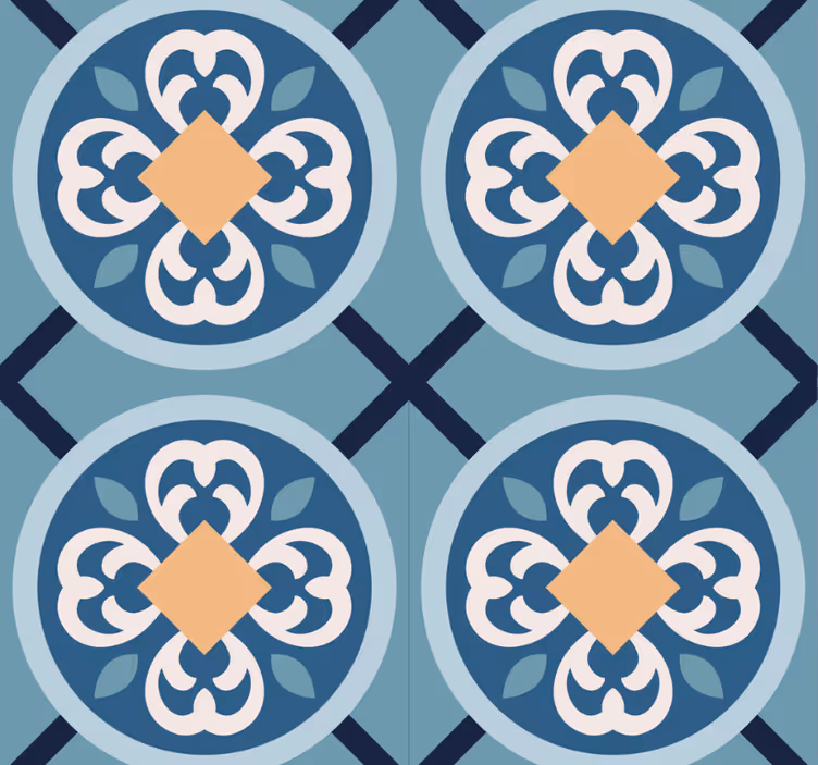 Modern blind in sea-blue portuguese tile design - TenStickers