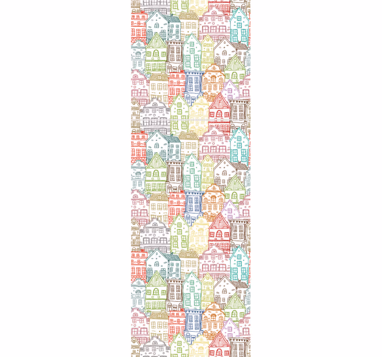 Modern blind with hand-drawn houses pattern - TenStickers