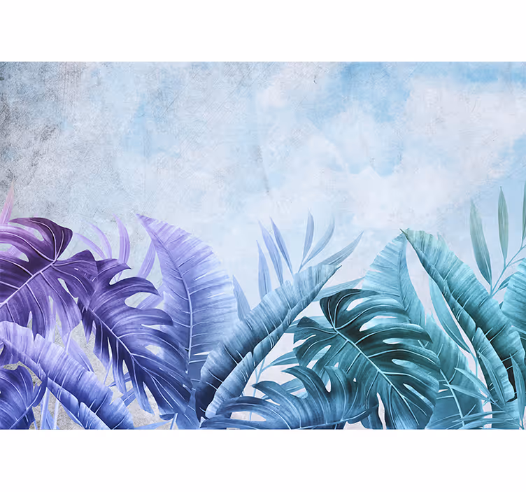 Blind kitchen blue and purple tropical plants - TenStickers