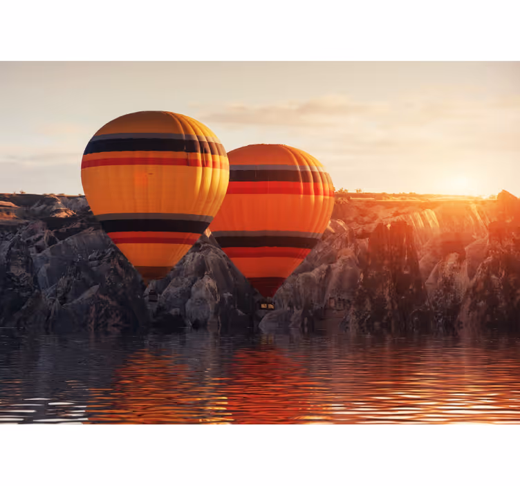 Blind kitchen air balloons over lake - TenStickers