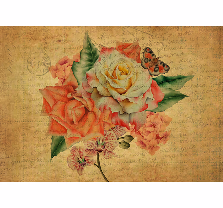 Blind kitchen rose with butterfly and writings - TenStickers