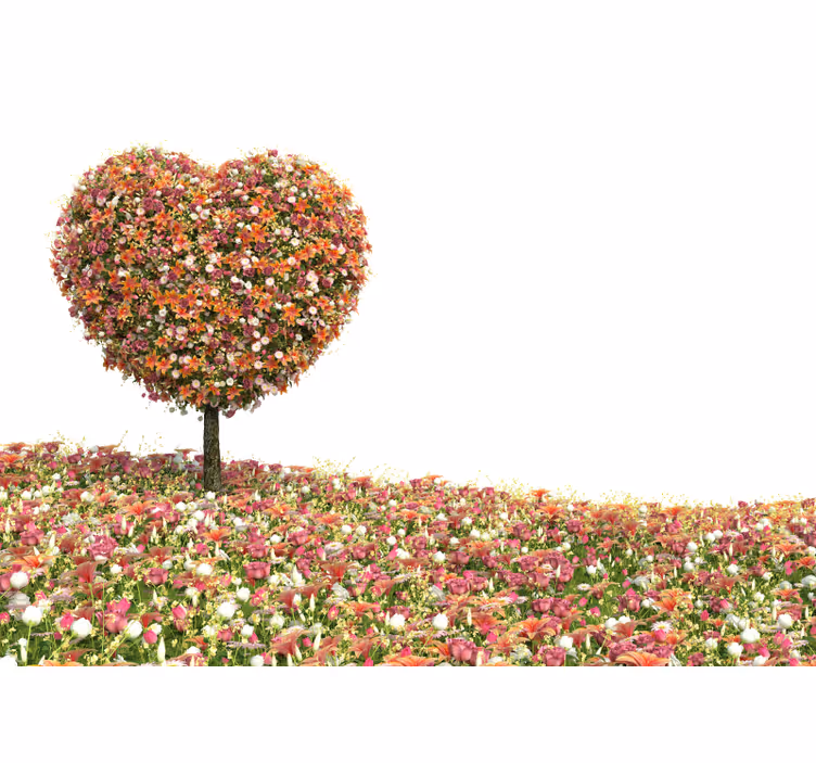 White window blind fantasy tree heart mural - TenStickers