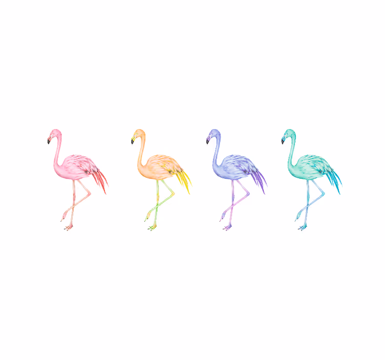 White window blind colorful seamless flamingos - TenStickers