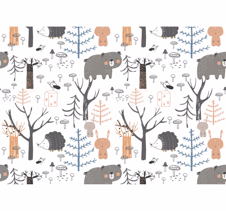 White window blind scandinavian forest animals - TenStickers