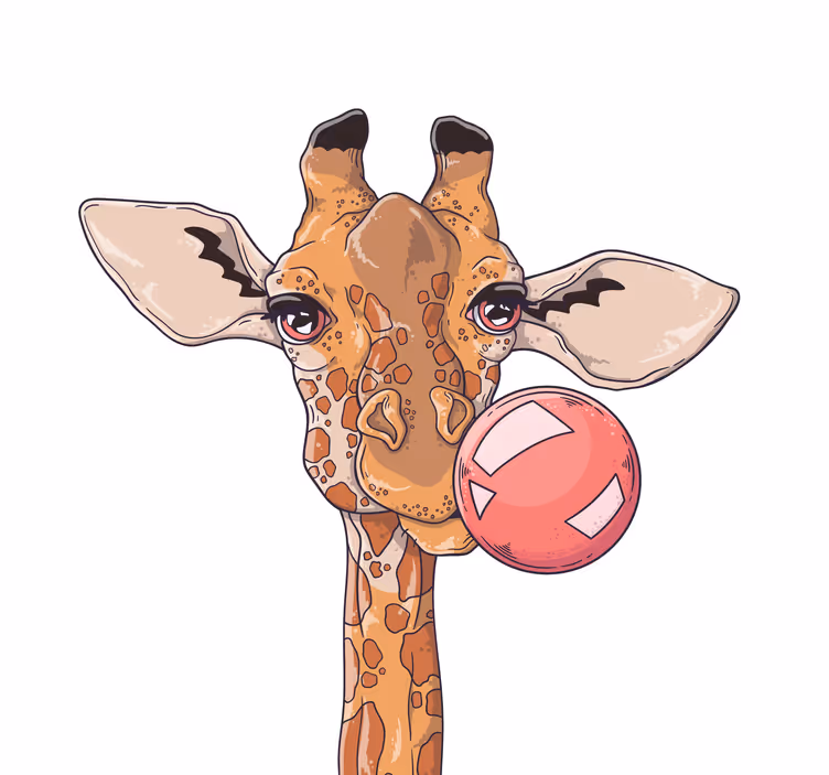 Living room blind giraffe chewing bubble gum - TenStickers