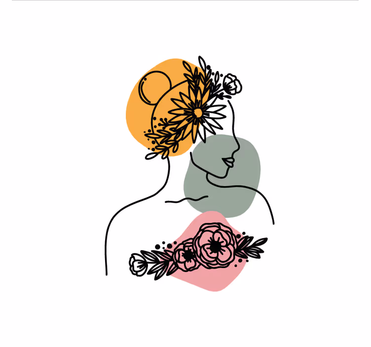 Living room blind with amazing woman flower face - TenStickers