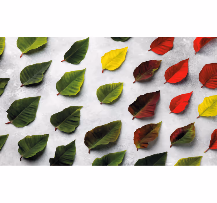 Living room blind with vibrant leaf patterns - TenStickers