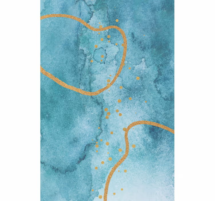 Living room blind abstract aquamarine with gold - TenStickers