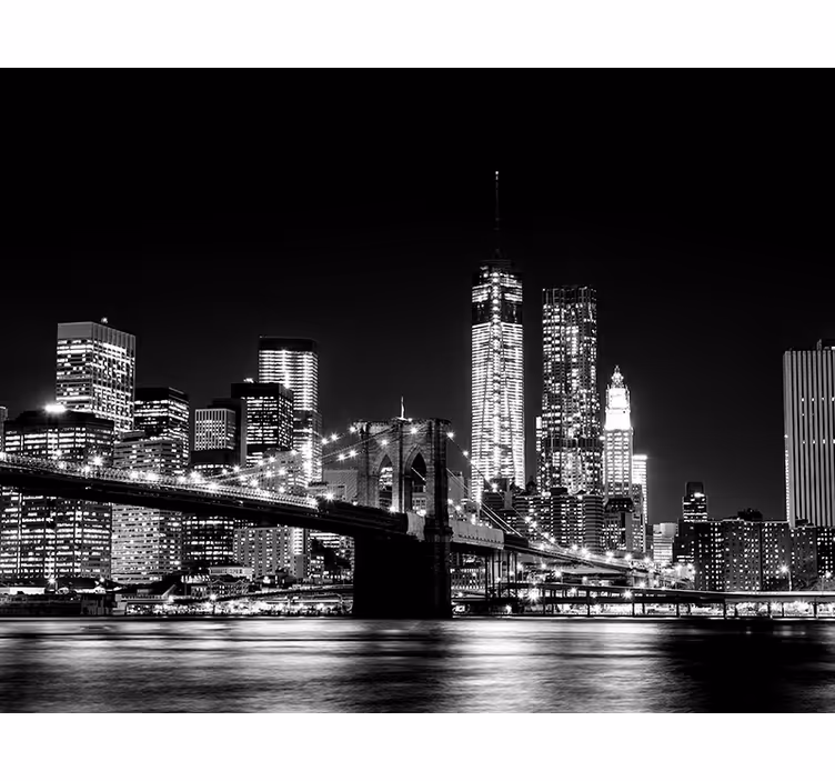 Black roller blind east river new york mural - TenStickers