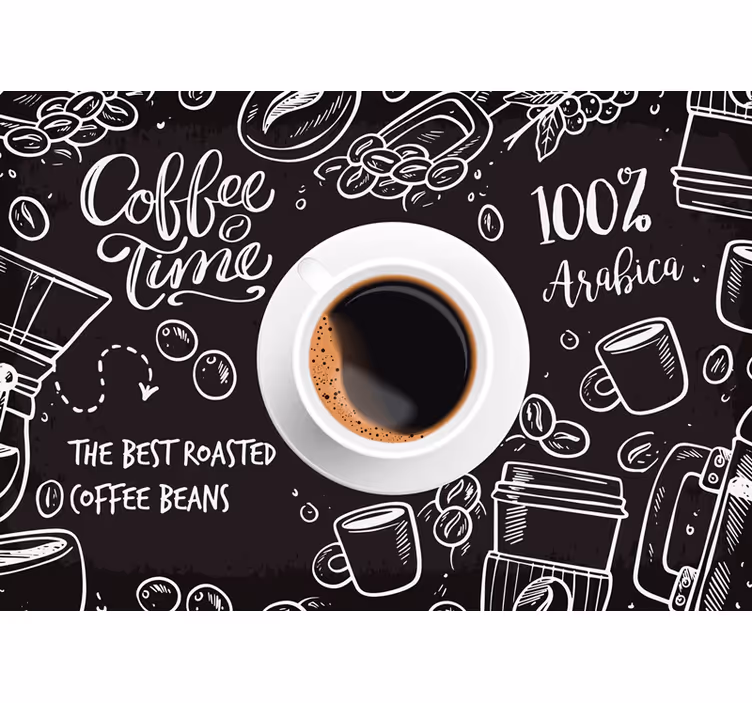 Black roller blind coffee break designs - TenStickers
