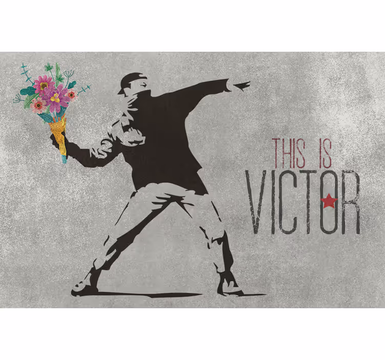 Blind grey custom banksy flower bouquet - TenStickers