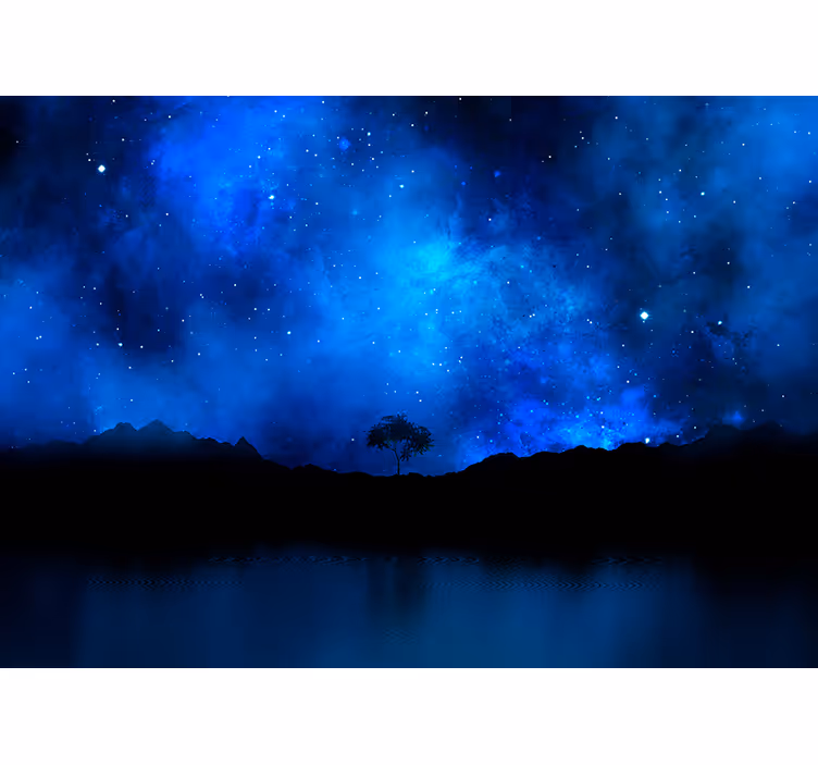 Blind blue cosmic nebula scene - TenStickers