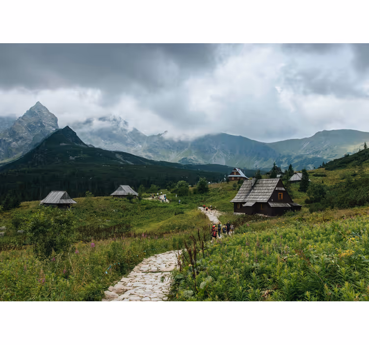 Blind green wooden cabins in tatra mountains - TenStickers