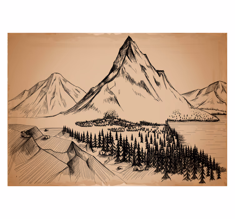 Living room blind forest etching - TenStickers