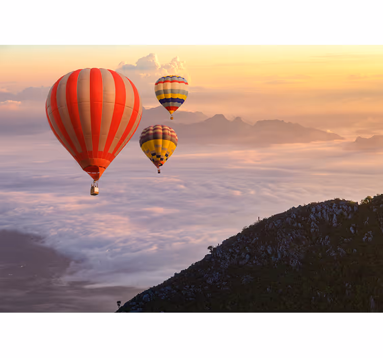Living room blind with hot-air balloons in the sky - TenStickers