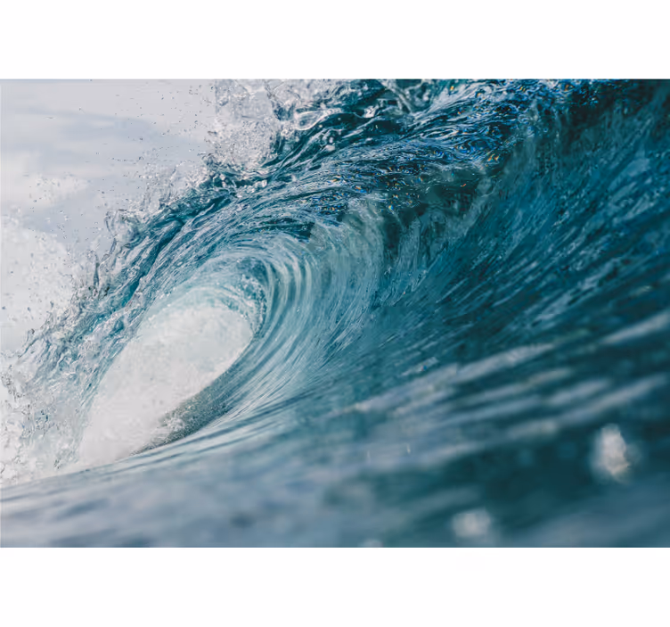 Living room blind great wave mural - TenStickers