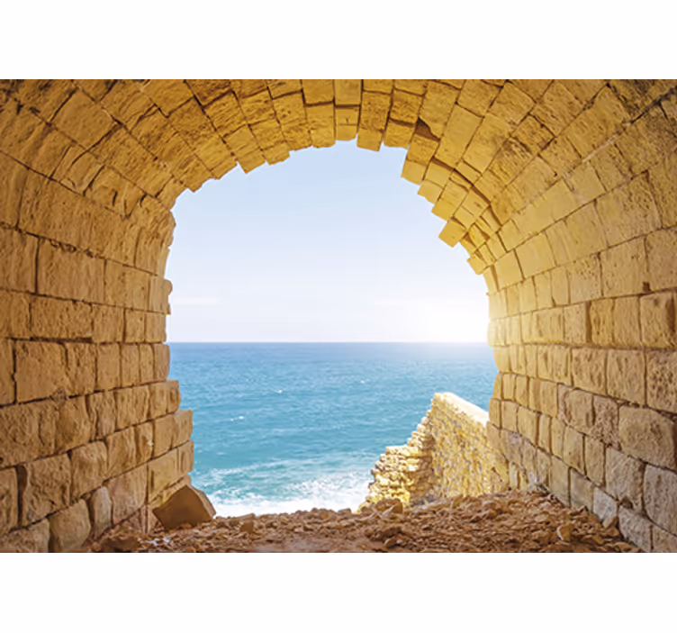 Living room blind cave view of the ocean - TenStickers