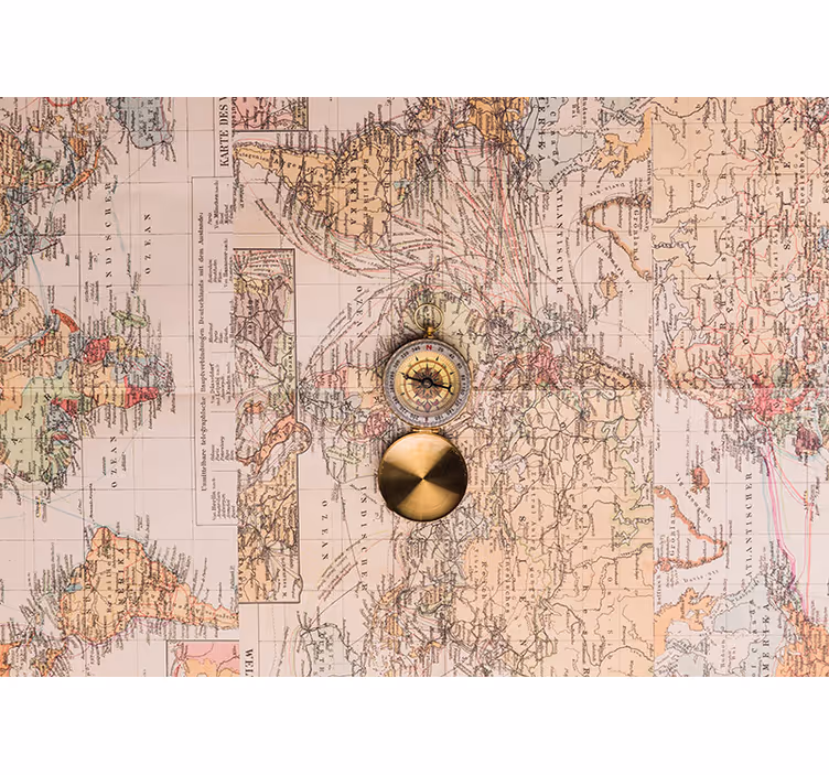 Vintage world map living room blind - TenStickers