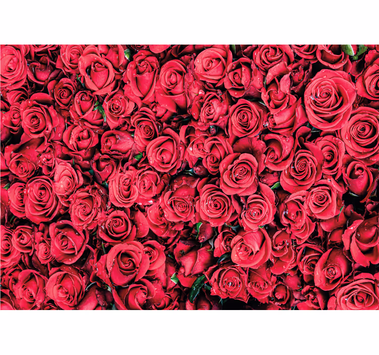 Living room blind with red flowers on textured background - TenStickers