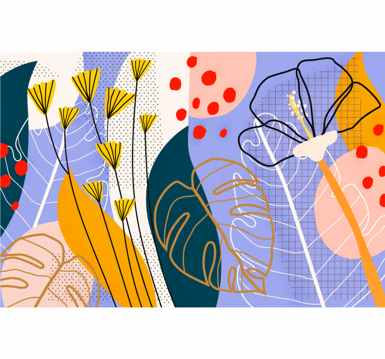 Living room blind colorful floral abstract - TenStickers