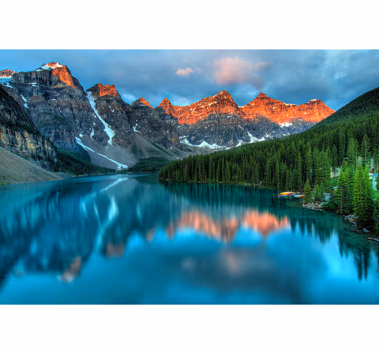 Living room blind with colourful lake aesthetic art - TenStickers