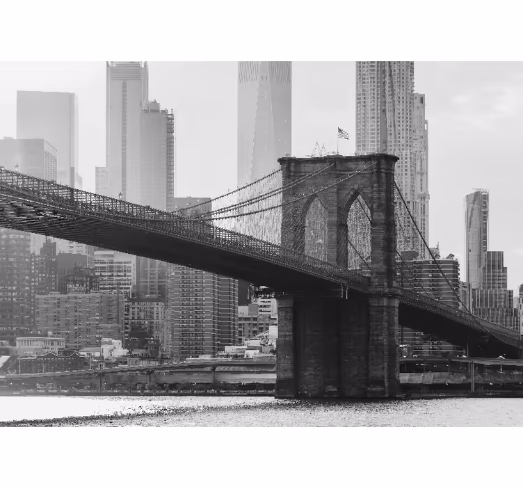 Living room blind featuring black and white brooklyn bridge - TenStickers