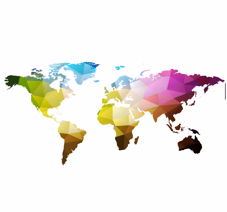 Living room blind triangle world map - TenStickers