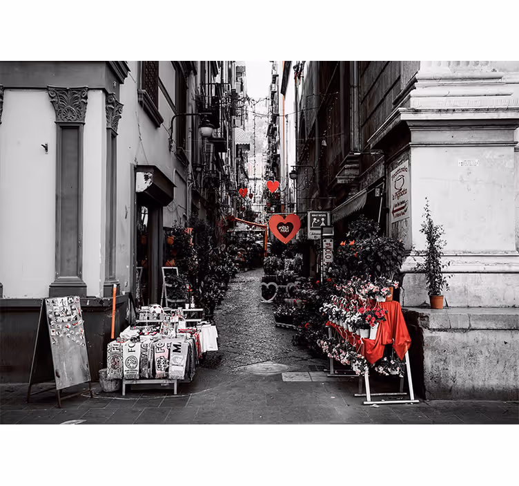 Living room blind little street of naples - TenStickers