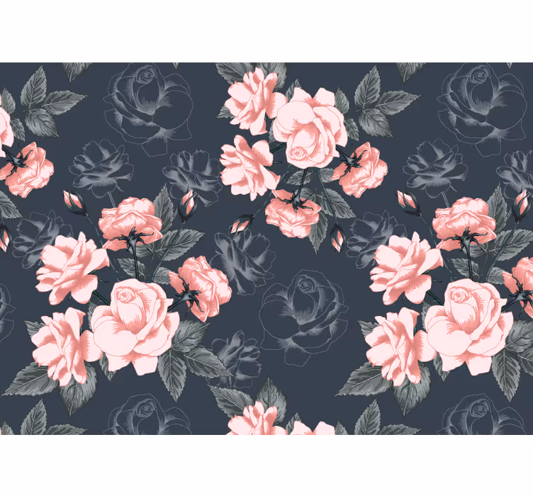 Living room blind vintage white and pink roses - TenStickers