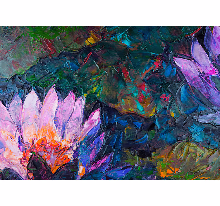 Living room blind oil painting lotus design - TenStickers
