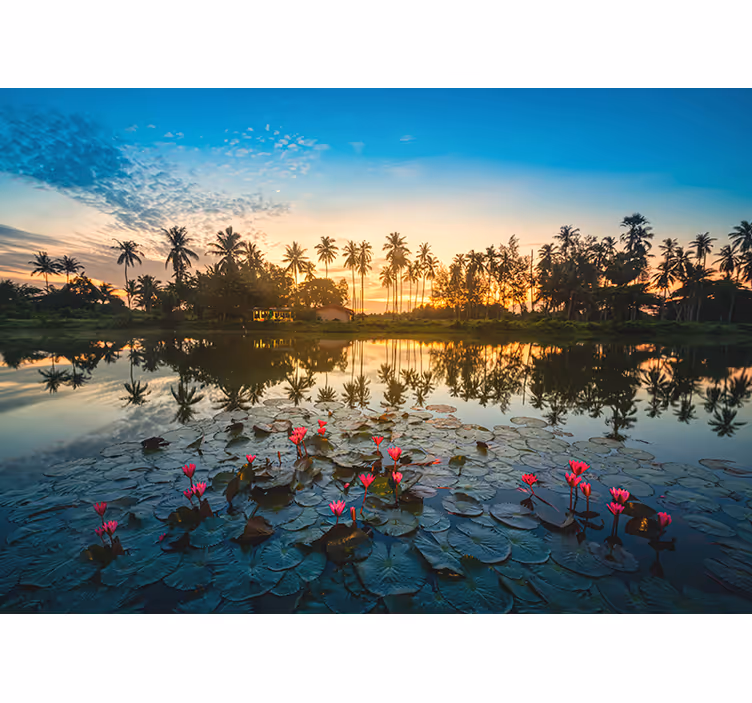 Living room blind loto flower at dusk - TenStickers