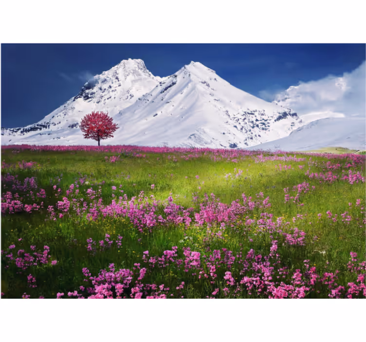 Living room blind mountain flower landscape - TenStickers