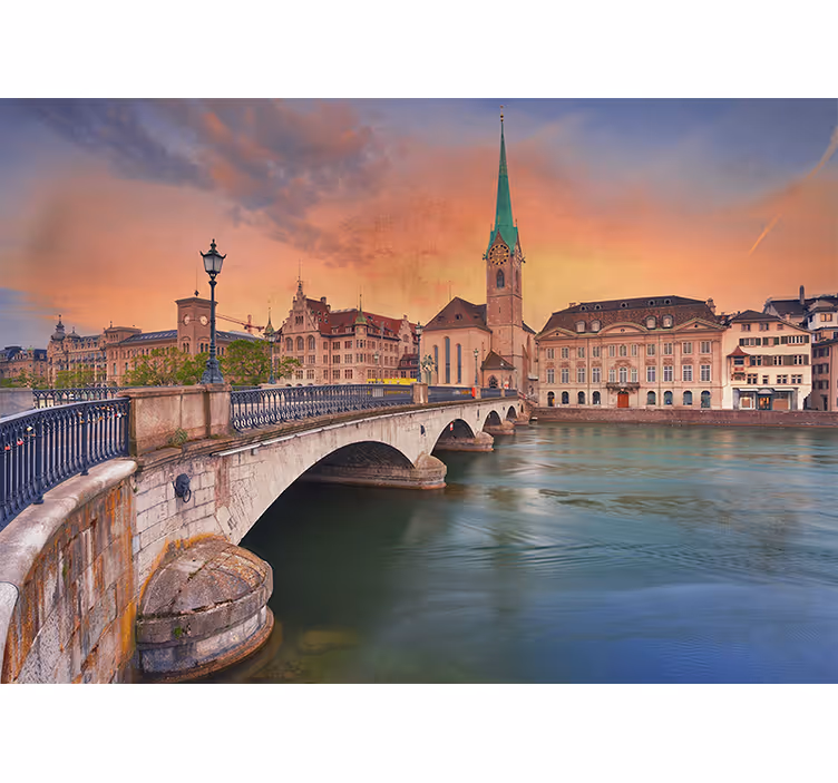 Living room blind bridge by the lake in zurich - TenStickers