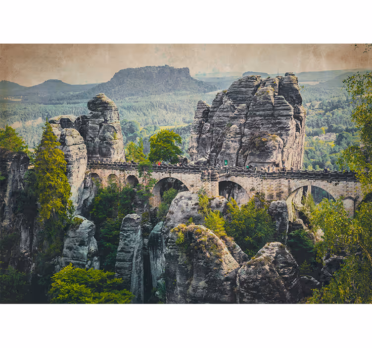 Living room blind inspired by mountain stone bridge - TenStickers
