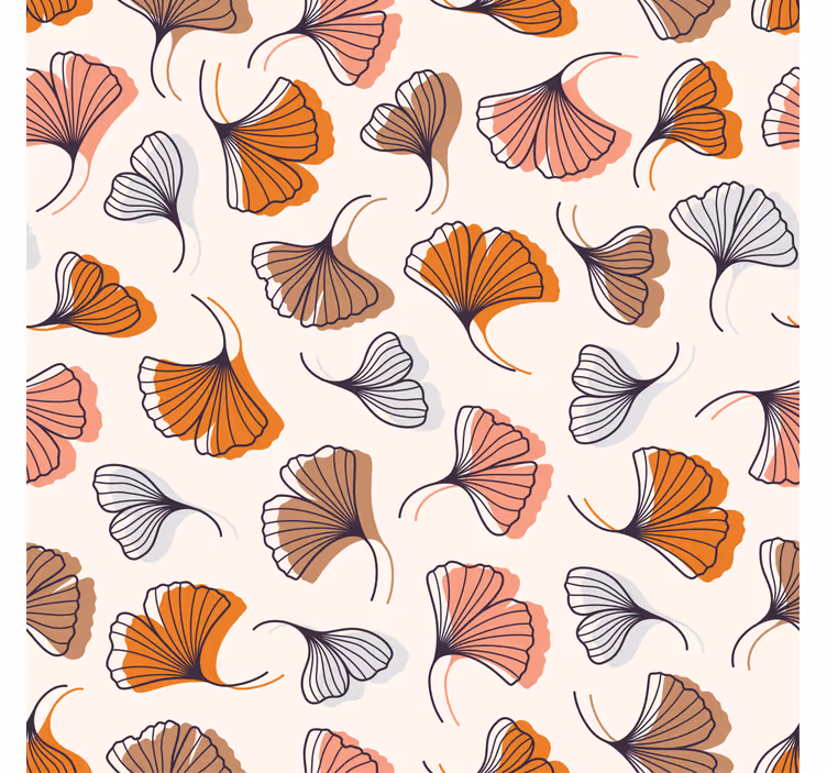 Living room blind with hand-drawn ginkgo leaves - TenStickers